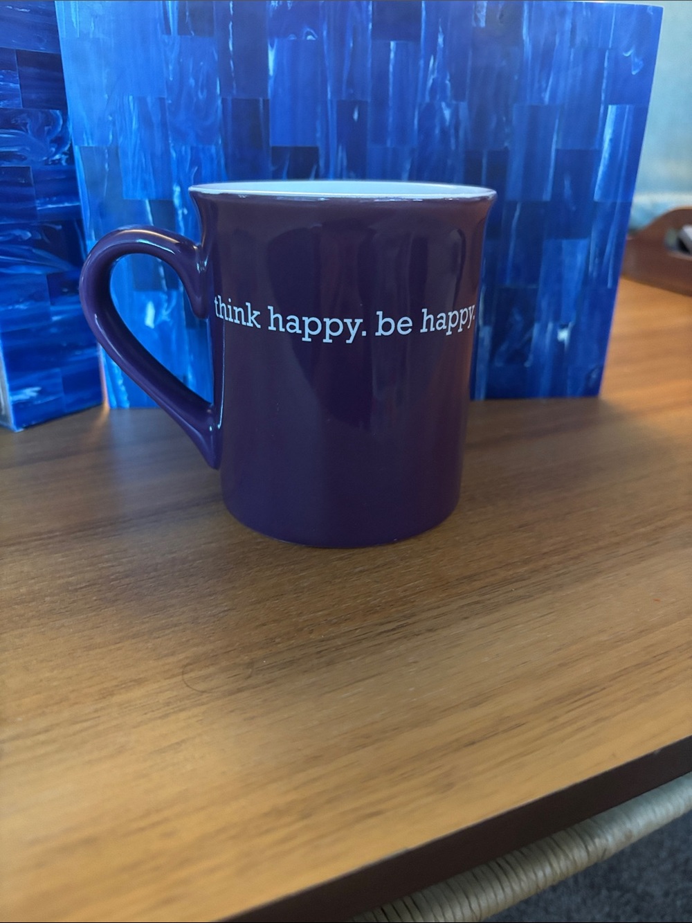 Purple 'Think Happy. Be Happy.' Ceramic Mug